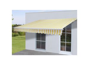 4057651281001 - Alu-Markise MCW-E31 Gelenkarmmarkise Sonnenschutz 3x25m ~ Polyester Gelb Weiß