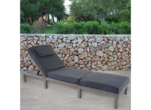 4057651291369 - Poly-Rattan Sonnenliege MCW-A51 Relaxliege Gartenliege Liege ~ Premium grau Kissen dunkelgrau