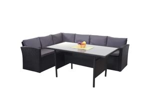 4057651292519 - Poly-Rattan-Garnitur MCW-A29 Gartengarnitur Sitzgruppe Lounge-Esstisch-Set schwarz ~ Kissen dunkelgrau 4057651292519 - Poly-Rattan-Garnitur MCW-A29 Gartengarnitur Sitzgruppe Lounge-Esstisch-Set schwarz ~ Kissen dunkelgrau