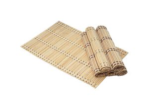 4057651303437 - - 6-teiliges Tischset 925 Platzdeckchen Tischmatte Platzset Bambus abwaschbar 45x30cm hellbraun - brown