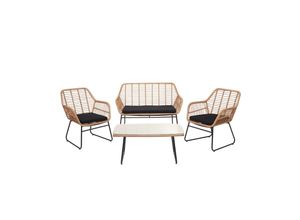 4057651304687 - Polyrattan Garnitur MCW-G17a Garten Sofa Set Sitzgruppe Stuhl Seil ~ naturfarben Polster anthrazit ohne Dekokissen