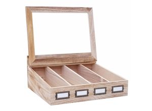 4057651313313 - Besteckkiste MCW-C25 Holzbox mit Deckel Besteckkasten Paulownia 17x37x33cm ~ naturbraun