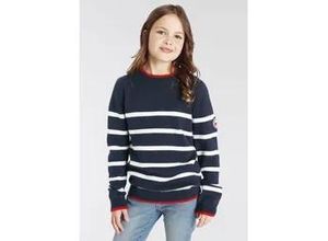 4057651319148 - Strickpullover KANGAROOS maritim geringelt Mädchen Gr 164 170 blau (marine) Strick Obermaterial 50% Viskose 28% Polyester 22% Polyamid gestreift geringelt mehrfarbig modisch Basic hüftlang Rundhals Langarm Strickbündchen Pullover