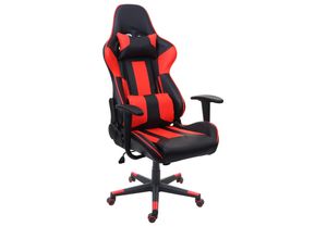 4057651319445 - Bürostuhl MCW-F84 Schreibtischstuhl Gamingstuhl Chefsessel Drehstuhl Kunstleder ~ schwarz rot