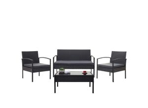 4057651319636 - Poly-Rattan Garnitur MCW-F56 Balkon- Garten- Lounge-Set Sitzgruppe ~ schwarz Kissen dunkelgrau 4057651319636 - Poly-Rattan Garnitur MCW-F56 Balkon- Garten- Lounge-Set Sitzgruppe ~ schwarz Kissen dunkelgrau