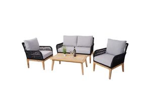 4057651320755 - Gartengarnitur MCW-H58 Lounge-Set Sofa Sitzgruppe Seilgeflecht Rope Holz Akazie Spun Poly FSC ~ Kissen hellgrau 4057651320755 - Gartengarnitur MCW-H58 Lounge-Set Sofa Sitzgruppe Seilgeflecht Rope Holz Akazie Spun Poly FSC ~ Kissen hellgrau