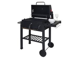 4057651327655 - Grillwagen MCW-K93 Holzkohlegrill Standgrill Barbecue BBQ Gartengrill mit Deckel Ablagen Stahl 110x100x51cm schwarz