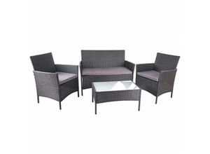 4057651334349 - Poly-Rattan Garten-Garnitur MCW-D82 Sitzgruppe Lounge-Set ~ schwarz mit Kissen anthrazit