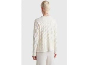 4057651340241 - Strickpullover UNITED COLORS OF BENETTON Gr M (38) weiß Damen Pullover Rollkragenpullover mit Zopfstrick-Muster