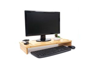 4057651355795 - Monitorerhöhung MCW-E85 Monitorständer Tischorganizer Bildschirmerhöhung Bambus 9x65x31cm