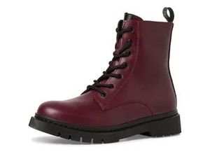 4057651358109 - Schnürboots TAMARIS Gr 39 rot (dunkelrot) Damen Schuhe Schnürstiefelette Chunky Boots mit logobedruckter Anziehlasche