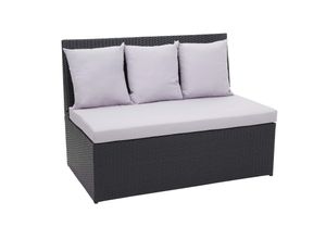 4057651361147 - Poly-Rattan 2er Sofa MCW-G16 Lounge-Gartenbank Sitzbank Sessel Gastronomie 120cm ~ schwarz Kissen hellgrau