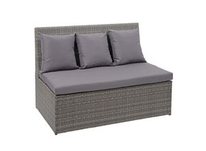 4057651361178 - Poly-Rattan 2er Sofa MCW-G16 Lounge-Gartenbank Sitzbank Sessel Gastronomie 120cm ~ grau Kissen dunkelgrau