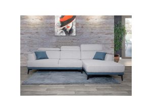 4057651361871 - Sofa MCW-G44 Couch Ecksofa L-Form 3-Sitzer Liegefläche Nosagfederung Taschenfederkern verstellbar 277cm ~ rechts hellgrau