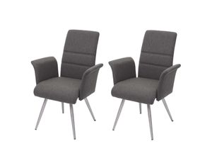 4057651377193 - 2er-Set Esszimmerstuhl MCW-G55 Küchenstuhl Stuhl mit Armlehne Stoff Textil Edelstahl gebürstet ~ grau-braun 4057651377193 - 2er-Set Esszimmerstuhl MCW-G55 Küchenstuhl Stuhl mit Armlehne Stoff Textil Edelstahl gebürstet ~ grau-braun