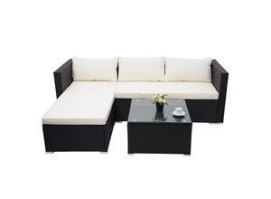 4057651377414 - Poly-Rattan Garnitur MCW-F57 Balkon- Garten- Lounge-Set Sofa Sitzgruppe ~ schwarz Kissen creme ohne Deko-Kissen 4057651377414 - Poly-Rattan Garnitur MCW-F57 Balkon- Garten- Lounge-Set Sofa Sitzgruppe ~ schwarz Kissen creme ohne Deko-Kissen
