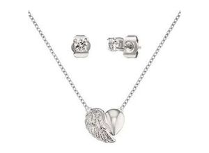 4057651384757 - Ohrring und Ketten Set ENGELSRUFER Schmuck Geschenk HEARTWING HERZFLÜGEL ERMT-LILHEARTWING-ZI Schmuck-Sets silberfarben (silberfarben kristallweiß kristallweiß) Damen Brautschmuck mit Zirkonia (synth)