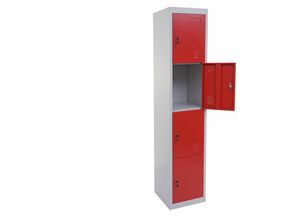 4057651385327 - - Schließfach Preston T163 Schließfachschrank Wertfachschrank Spind Metall 180x38x45cm rot - red