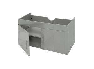 4057651395166 - Waschbeckenunterschrank MCW-D16 Waschtischunterschrank Waschtisch Unterschrank Badmöbel hochglanz 90cm ~ grau