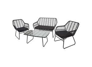 4057651403472 - Polyrattan Garnitur MCW-G17a Garten Sofa Set Sitzgruppe Stuhl Seil ~ anthrazit Polster anthrazit ohne Dekokissen