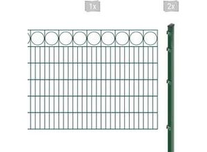 4057651411286 - Doppelstabmattenzaun ARVOTEC EXCLUSIVE 120 zum Einbetonieren Ring mit Zierleiste grün (dunkelgrün) H120cm Stahl Kunststoff Zaunelemente Zaunhöhe 120 cm Zaunlänge 2 - 60 m