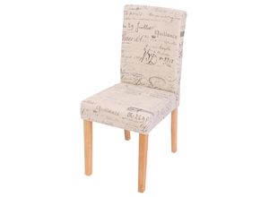 4057651417424 - Esszimmerstuhl Littau Küchenstuhl Stuhl Stoff Textil ~ Schriftzug creme helle Beine