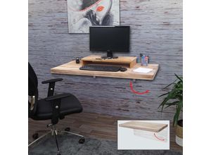4057651421551 - Wandtisch MCW-H48 Wandklapptisch Wandregal Tisch klappbar Massiv-Holz ~ 120x60cm naturfarben 4057651421551 - Wandtisch MCW-H48 Wandklapptisch Wandregal Tisch klappbar Massiv-Holz ~ 120x60cm naturfarben