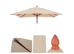 4057651423623 - Ersatz-Bezug für Gastronomie Holz-Sonnenschirm MCW-C57 Sonnenschirmbezug Ersatzbezug eckig 4x4m Polyester 3kg ~ creme