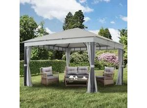 4057651423975 - TOOLPORT Sunset 4x4 m Softtop Gartenpavillon inkl 4 Seitenteile stone - (300175)