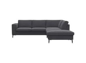 4057651424729 - Ecksofa FLEXLUX Fiore L-Form Sofas Gr B H T 241 cm x 85 cm x 225 cm Echtleder Ottomane rechts schwarz (deep black) Leder-Ecksofas breite Armlehnen Füße Aluschwarz BT 241225 cm Kaltschaum im Sitz