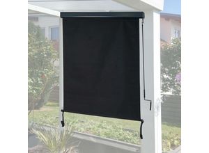 4057651433578 - Vertikalmarkise MCW-F42 Senkrechtmarkise Sichtschutz Außenrollo Rollo UV-Schutz 50 Stoff ~ 250x140cm schwarz