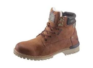 4057651435992 - Winterboots MUSTANG SHOES Gr 44 braun (braun used) Herren Schuhe Schnürboots Stiefelette Workerboots Kontrastbesatz Logo-Aufnäher