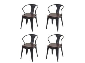 4057651436302 - 4er-Set Esszimmerstuhl MCW-H10d Stuhl Küchenstuhl Chesterfield Metall Kunstleder Industrial Gastronomie ~ schwarz-braun