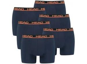 4057651462158 - HEAD Herren Boxershort 6er Pack - Basic Baumwoll Stretch einfarbig Dunkelblau Orange M