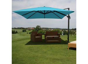 4057651472485 - Gastronomie-Ampelschirm MCW-A96 Sonnenschirm 3x3m (Ø424m) Polyester Alu 23kg ~ türkis ohne Ständer drehbar 4057651472485 - Gastronomie-Ampelschirm MCW-A96 Sonnenschirm 3x3m (Ø424m) Polyester Alu 23kg ~ türkis ohne Ständer drehbar