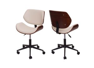 4057651488059 - Bürostuhl MCW-G25 Drehstuhl Schreibtischstuhl Bugholz Walnuss-Optik Retro drehbar höhenverstellbar MVG ~ creme 4057651488059 - Bürostuhl MCW-G25 Drehstuhl Schreibtischstuhl Bugholz Walnuss-Optik Retro drehbar höhenverstellbar MVG ~ creme