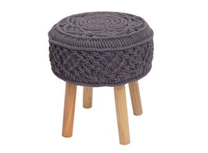 4057651488134 - Sitzhocker MCW-J43 Strickhocker Hocker Fußhocker 45x41cm rund Makramee Strick Stoff Textil ~ dunkelgrau 4057651488134 - Sitzhocker MCW-J43 Strickhocker Hocker Fußhocker 45x41cm rund Makramee Strick Stoff Textil ~ dunkelgrau