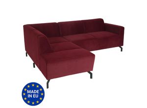 4057651488493 - Ecksofa MCW-J60 Couch Sofa mit Ottomane links Made in EU wasserabweisend 247cm ~ Samt bordeaux-rot