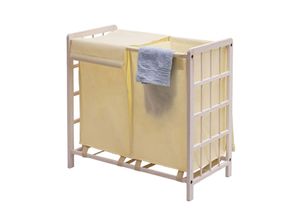 4057651492131 - Wäschesammler MCW-B60 Laundry Wäschebox Wäschekorb Massiv-Holz 2 Fächer 60x60x33cm 68l ~ shabby weiß Bezug creme 4057651492131 - Wäschesammler MCW-B60 Laundry Wäschebox Wäschekorb Massiv-Holz 2 Fächer 60x60x33cm 68l ~ shabby weiß Bezug creme