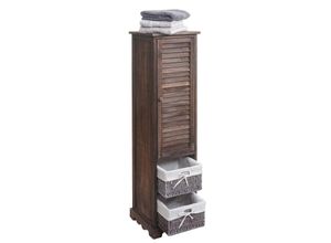 4057651496467 - Badezimmerkommode MCW-H20 Badezimmer Schrank Badschrank Badregal 120x27x29cm Massiv-Holz ~ shabby braun