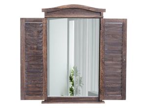 4057651496573 - - Wandspiegel Badspiegel Badezimmer Spiegelfenster mit Fensterläden 71x46x5cm shabby braun - brown