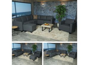 4057651498744 - Modular Sofa-System Couch-Garnitur Lyon 6-2 Kunstleder ~ dunkelgrau