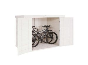 4057651506463 - 2er-Fahrradgarage MCW-H63b Fahrradbox Geräteschuppen Gerätehaus abschließbar FSC-zertifiziert 155x205x107cm ~ weiß