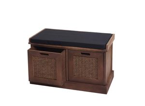 4057651507361 - Sitzbank MCW-J49 Polsterbank Garderobenbank Kissen Aufbewahrungsboxen Staufach 47x75x40cm ~ braun Polster schwarz