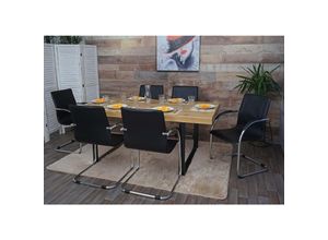 4057651519036 - 6er-Set Esszimmerstuhl Perm Freischwinger Küchenstuhl Lehnstuhl Stuhl Stahl ~ schwarz