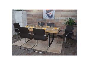 4057651519166 - 6er-Set Esszimmerstuhl Perm Freischwinger Küchenstuhl Lehnstuhl Stuhl Stahl ~ braun