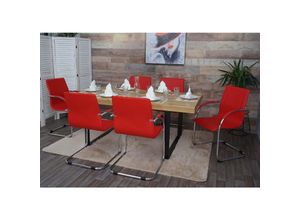 4057651519203 - 6er-Set Esszimmerstuhl Perm Freischwinger Küchenstuhl Lehnstuhl Stuhl Stahl ~ rot