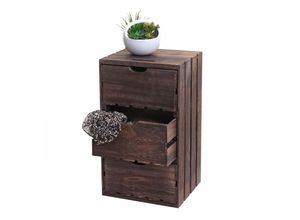 4057651520025 - Kommode MCW-C62 Schubladenkommode Holzkiste Shabby-Look Vintage 3 Schubladen 53x32x26cm ~ braun 4057651520025 - Kommode MCW-C62 Schubladenkommode Holzkiste Shabby-Look Vintage 3 Schubladen 53x32x26cm ~ braun