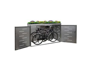 4057651522173 - 2er-Fahrradgarage MCW-H80 Fahrradbox Geräteschuppen abschließbar ~ mit Pflanzkasten 125x192x100cm Edelstahl