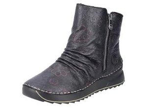 4057651525884 - Winterboots RIEKER Gr 41 schwarz (schwarz kombiniert) Damen Schuhe Plateaustiefelette Print-Boots mit Außenreißverschluss